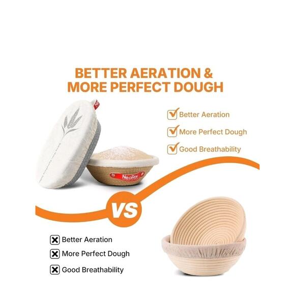 Cotton Rope Proofing Basket Set - Oval & Round Sourdough Baskets s31 - Picture 6 of 8